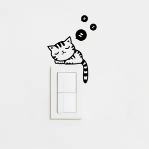 Creative sleeping cat wall sticker decoration for light switches and home decor