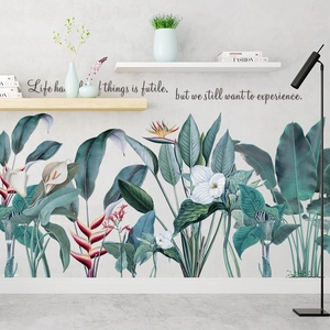 Nordischer Stil Tropische Pflanze Wandaufkleber PVC Selbstklebend Grüne Blätter Blumen Dekor Für Schlafzimmer Wohnzimmer