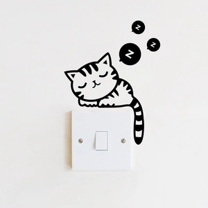 Creative sleeping cat wall sticker decal for light switches and laptop home decoration