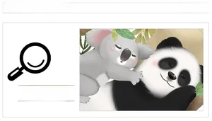 Detail showing high-quality cartoon panda and koala illustration for wall stickers