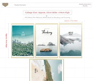 Detail of PVC landscape wall stickers set measuring 83x69cm for bedroom decoration