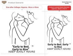 Detail of minimalist couple line art wall sticker showing 30x45cm dimensions and layout