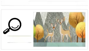 Detail of Nordic wall sticker featuring elk and forest in a modern flat art style