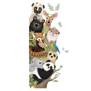 Cartoon forest animals wall stickers featuring panda and koala for nursery decor