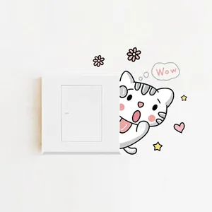 Creative Cartoon Animal Peeking Switch Stickers Removable PVC Wall Decals For Kids Room Kindergarten Classroom Decor