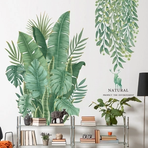 Stickers muraux autocollants feuilles de bananier pour un salon au décor naturel