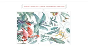 Layout-Detail der 100x60cm Flamingo und Monstera Blätter Wandtattoo Dekoration