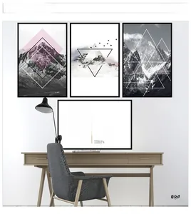 Modern minimalist wall art set featuring mountain peaks and inspirational English quotes