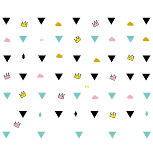 Nordic geometric wall stickers with colorful crowns, triangles, and trees pattern