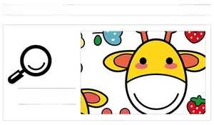Detailed view of cute yellow cartoon deer and strawberry pattern on wall stickers