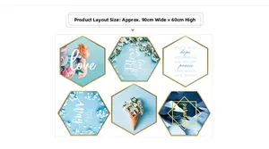 Dettagli sulle dimensioni degli adesivi murali esagonali con fiori blu nordici