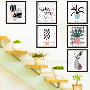 Nordic Modern Potted Plant Wall Sticker PVC Removable Cactus Succulent Wall Decal Miss You Art Decor For Living Room Bedroom