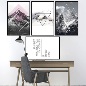 Modern Nordic Style PVC Wall Stickers Geometric Mountain Scenery Inspirational Quote Art Decor For Living Room Bedroom Office