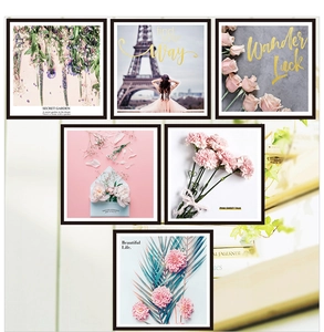 Lot de six cartes d'art rose et tour Eiffel pour une décoration murale esthétique