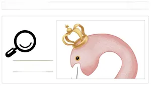 Detail of pink plush swan with golden crown decor and textured fabric surface