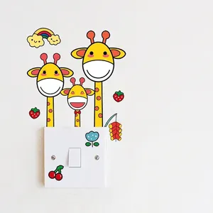 Cute cartoon giraffe family wall stickers for switches and home decoration decor