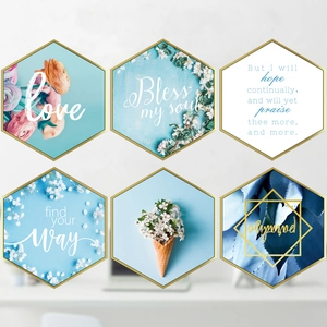 Set Adesivi Murali Esagonali Stile Nordico PVC Floreale Citazioni Ispiratrici Per Soggiorno Camera Decorazione Impermeabile Fai Da Te