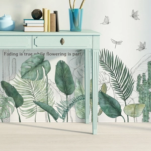 Wandsticker mit tropischen Blättern im nordischen Stil für das Wohnzimmer und Schlafzimmer
