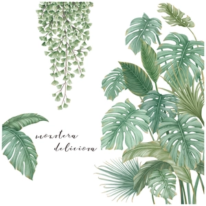 Nordic tropical monstera leaf wall stickers for refreshing home decor styling