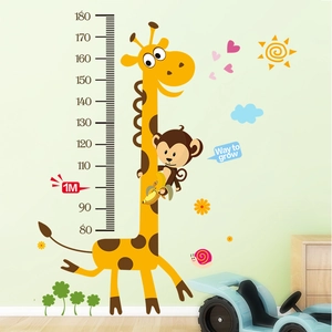 Sticker mural de mesure de hauteur girafe et singe pour chambre d enfant de 80-180cm