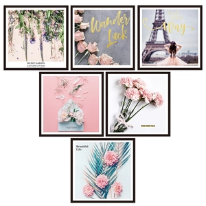 Lot de 6 cartes déco esthétiques avec roses roses et Tour Eiffel pour chambre