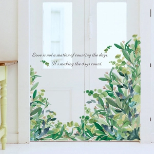 Eucalyptus Leaves Wall Sticker PVC Removable Green Plant Decorative Wall Decal With Inspirational Quote For Living Room Bedroom