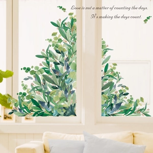 Minimalist Nordic watercolor eucalyptus leaf wall stickers for living room glass decoration