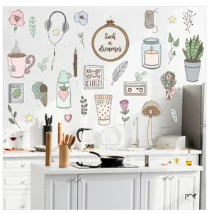 Détail d'autocollants de cuisine imperméables style Mori aux illustrations dessinées