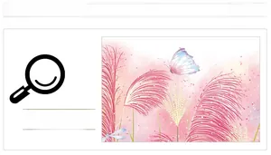 Detail of pink watercolor reed plants and butterfly wall sticker decoration