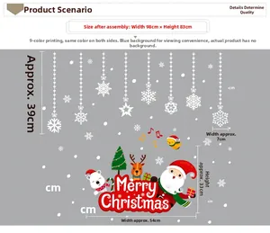 Guide des tailles détaillé pour stickers de Noël avec motifs de Père Noël et rennes