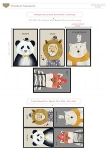 Spécifications de taille des stickers muraux animaux nordiques en PVC avec dimensions