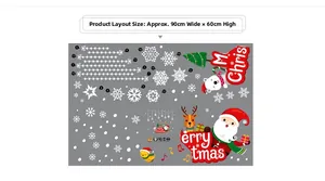 Plan de stickers de Noël avec Père Noël, renne et flocons de neige mesurant 90x60cm