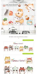 Detail of waterproof kitchen oil-proof wall stickers with cute cat illustrations