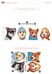 Cartoon dog wall stickers with Schnauzer and Corgi designs, size 82x32cm for nursery decor
