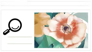 Détail d'un sticker mural aquarelle avec pétales roses et feuilles vert foncé