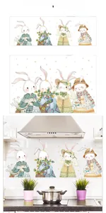 Detail showing heal-style bunny wall stickers for kitchen oil-proof wall decoration