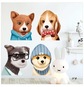 Cartoon dog wall decals featuring corgi and beagle for nursery and kids room decoration