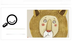 Gros plan d'un autocollant mural lion nordique montrant la texture de la toile et détails