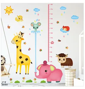 Detail of cartoon giraffe animal height chart wall sticker for kids room decor