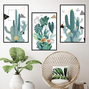 Sticker Mural Style Nordique Plante Succulente Cactus Monstera Imperméable PVC Autocollant Amovible Décalcomanie Pour Salon Chambre