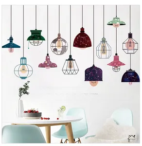 Creative hanging lamp wall stickers featuring modern colorful geometric and floral patterns