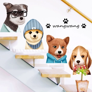 Cartoon Dog PVC Wall Stickers Cute Hand-painted Animal Corgi Shiba Inu Wall Decals For Kids Room Bedroom Home Decor
