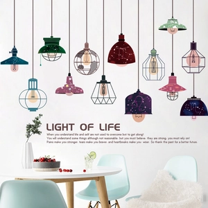 Creative hanging lamp wall decals in various colors for living room and dining room decor