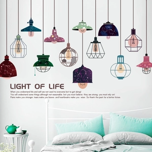 Creative hanging lamp wall stickers for living room TV backdrop and bedroom decoration