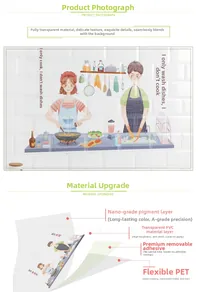 Detailed diagram of self-adhesive transparent kitchen wall sticker with oil-proof PVC layers