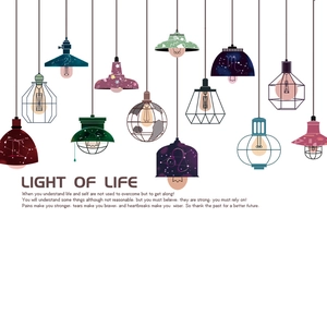 Minimalist self-adhesive wall stickers featuring vector pendant lamp designs for home decor