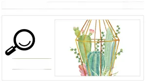 Macro detail of Nordic style watercolor succulent plants in golden geometric metal frames