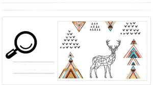 Detail of geometric deer wall sticker with bohemian triangles in Nordic style decor