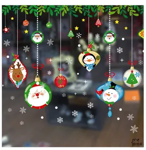 Detailed view of colorful cartoon Christmas wall stickers with Santa, snowman and reindeer