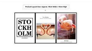 Three-piece flamingo wall sticker set in Nordic style, total layout size 90x48 cm